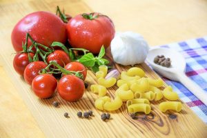 ingredients for a tasty pasta with marinara sauce