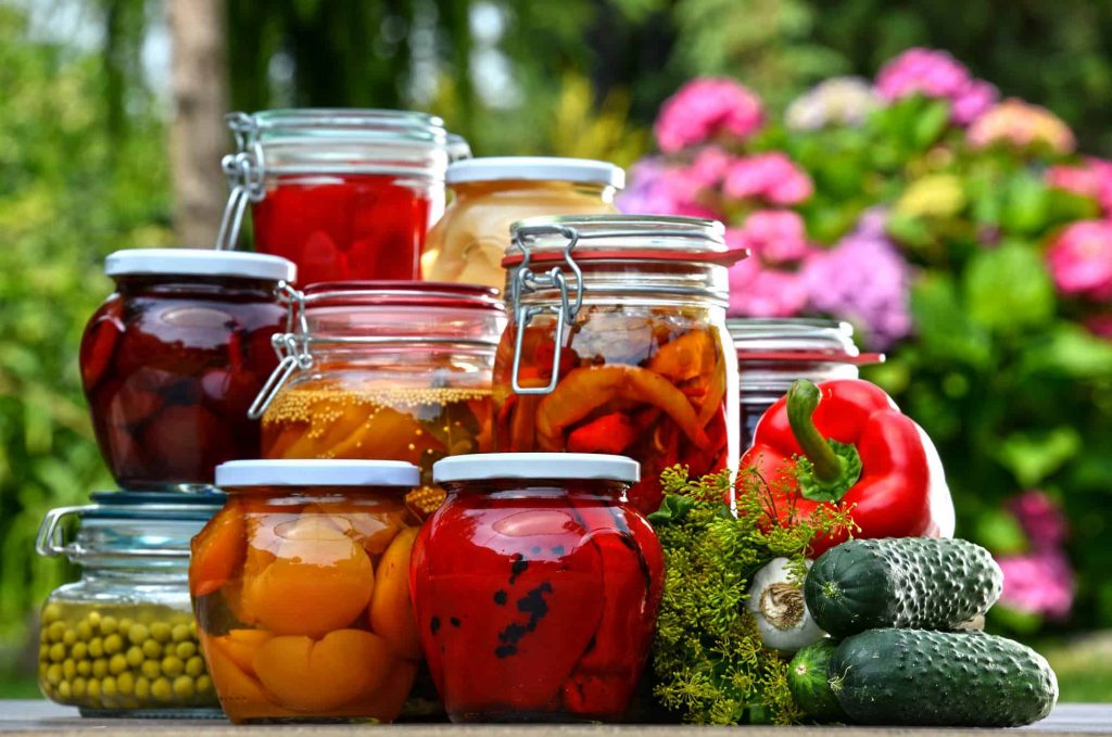 Canned fruits and vegetables.